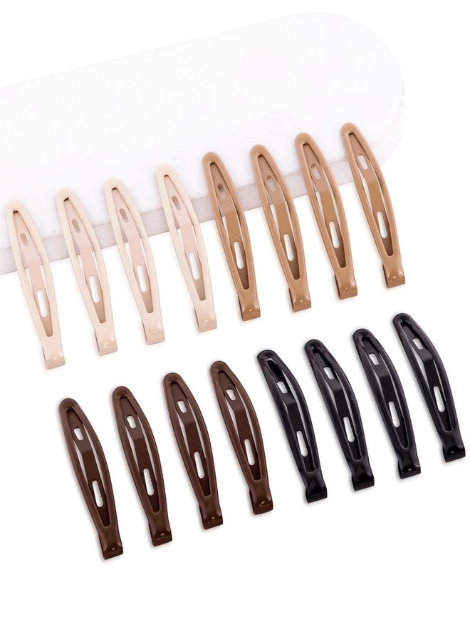 Cptots 16 PCS Snap Hair Clips Metal Barrettes for Women Non Slip Barrettes for Thick and Thin Fine Hair,Bright Black Brown Beige,2.36 x 0.43 Inches. - Image 1
